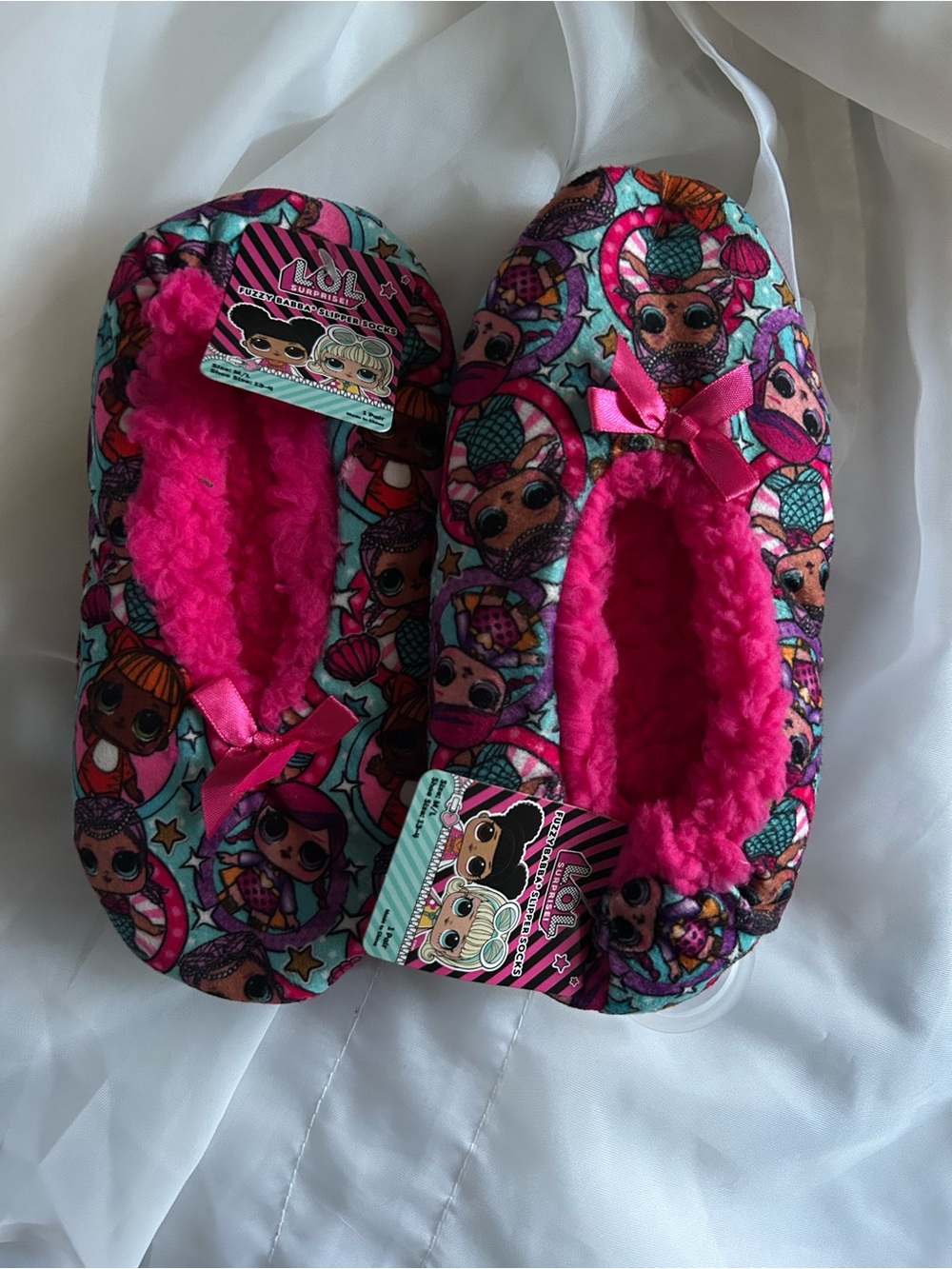 L.O.L. Surprise! Girls Bright Pink Plush Character Slippers 2pairs for $20